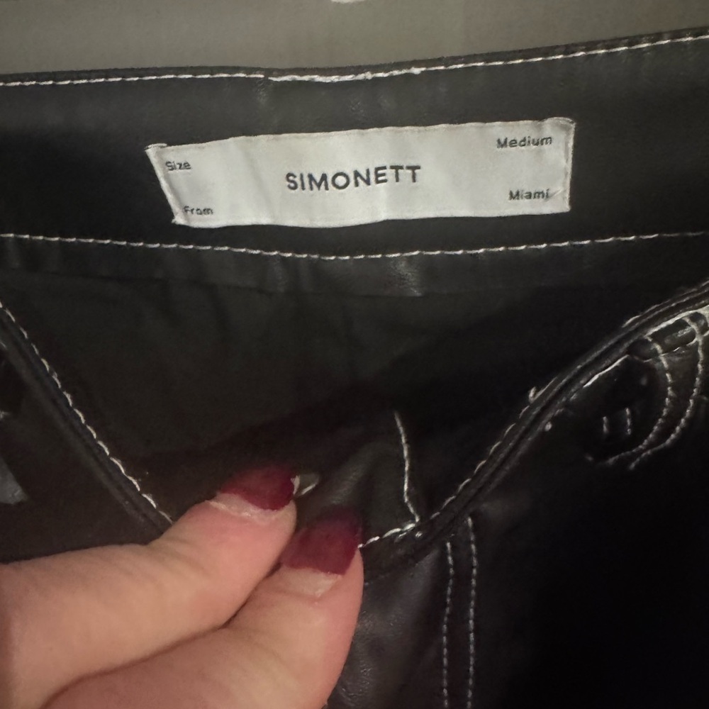 Simonett Kika High Waisted Vegan Leather Pants in Black Medium - Picture 6 of 14